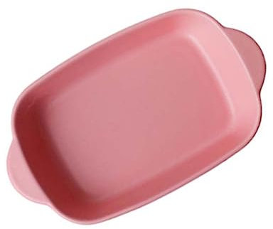 Alipis 1Stk Backgeschirr mit Griffen Keramik Bratform Keramik Salat Obstgericht Bratengericht baguetteblech safe für tatsächl Käse backblech Hochtemperatur-Backform Rosa