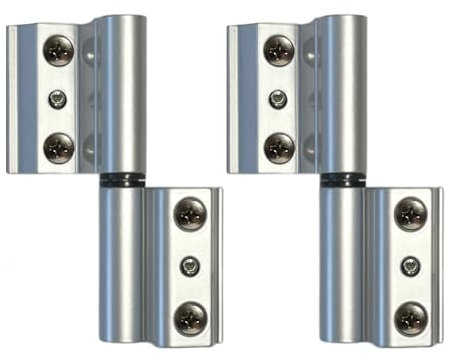 Sivenci - Pack de 2 Bisagras Deslizantes Serie Europea | Bisagra de 2 Cuerpos Perfil Cámara Europea | Bisagra Para Perfil de Aluminio | Apertura Interior Izquierda | Anodizado Plata