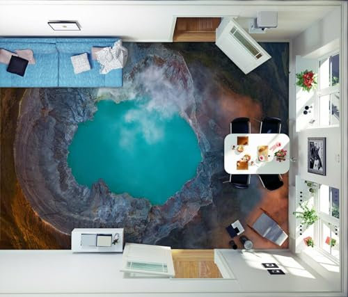 Benutzerdefinierte Selbstklebende Boden Wandtapete 3D Blauer See, 430 * 300cm Bodenfliesen Aufkleber Wohnzimmer Studie Pvc Wasserdicht Tragen 3D Bodenbelag Tapete