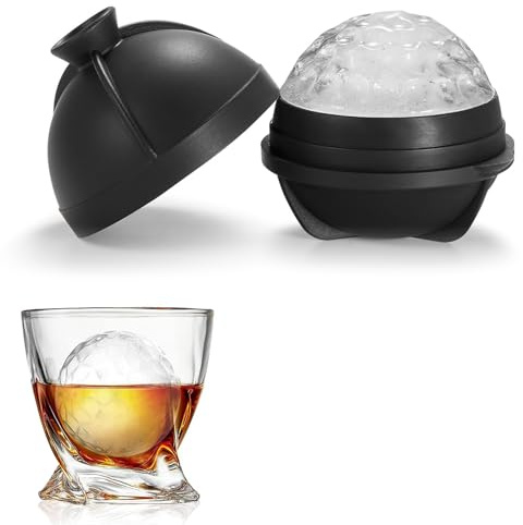 Iceball Ball Maker Mould Silicone Ice Cube Moulds Reusable 2.5 Inch Large Golf Shaped Easy Release for Whiskey, Cocktails, Bourbon, and Drinks Food Grade and BPA Free
