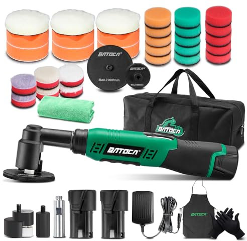 BATOCA S6 Mini Auto Poliermaschine,12V Akku Polierer für Detailing und Lackpflege,Set Winkelpolierer,Rotation & Exzentrische Polier,1000-5000PRM,Multi-Purpose Polieren,25mm/75mm Polierschwamm