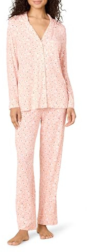 Amazon Essentials x Sofia Grainge Ensemble de Pyjama en Modal Extensible, Haut à Manches Longues et Pantalon Pleine Longueur Femme, Rose Pâle Agneaux, M