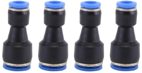 4 Pack Pneumatik Steckverbinder, 12mm auf 10mm Pneumatische Fittings Gerade Verringerung Push in Schnellkupplung Verbinder (PG12-10)