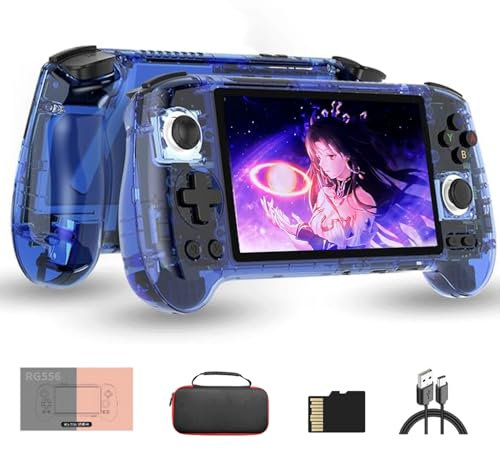 NULA RG556 - Consola de juegos portátil retro Android 13 con más de 8000 juegos 8+128 G + 256 G y funda, pantalla táctil de 5,48 pulgadas, pantalla AMOLED Unisoc T820, consola de juegos SupportsWiFi