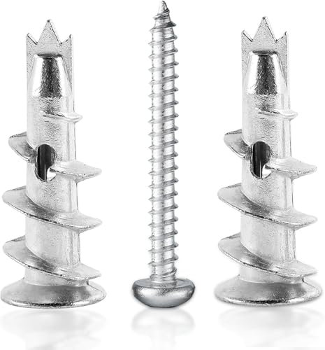 Rigipsdübel, 100 Stück Gipskartondübel Metall,Hohlraumdübel mit Schrauben Dübel Selbstbohrender Gipskartondübel für Befestigung In Gipskarton Gipsfaserplatten Beton Ziegeln