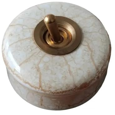 Interruptor Retro Vintage, palanca de Metal Led, creativo, negro, blanco, decoración Simple, interruptor de luz de palanca redondo de porcelana de cerámica(Copper 1 way)