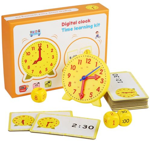 Gxhong Lernuhr Kinder Set, Grundschule Simulation Modell Demonstrationsuhr, Für Junge Mädchen Schulmaterial Geburtstags Geschenk