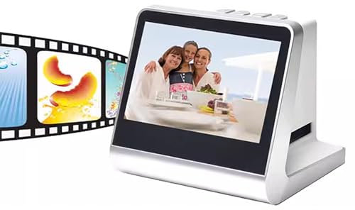 Scanner per diapositive e pellicole da 22 megapixel con display LCD da 5 pollici e 16 GB di memoria incorporata per convertire le diapositive a colori e negativi e le diapositive a pellicola da 35 mm,