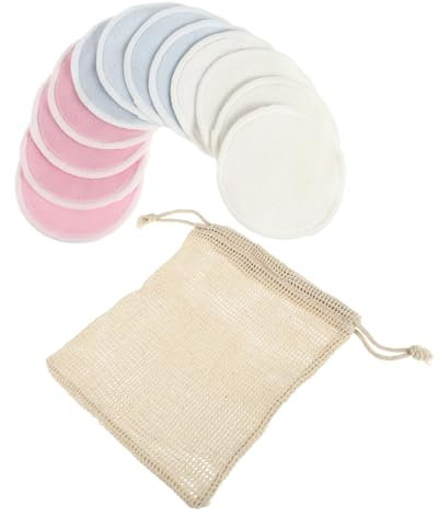 Mipcase 13piezas Desmaquillantes De De Bambú Almohadillas De Doble Capa Cómodas y Duraderas Cuidado