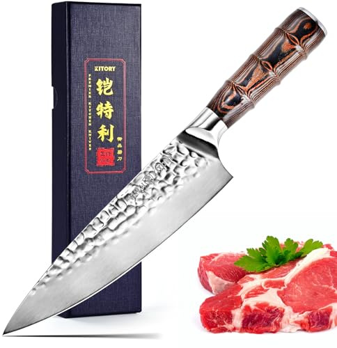 Kockkniv 20 cm – Professionell kökskniv, ultravass, tillverkad av högkvalitativt rostfritt stål, hamrad klinga, ergonomiskt handtag.