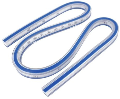 DOKRIN Règles, Règle courbe flexible de 50 cm/règle de couture (bleue)