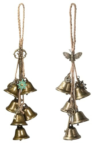 CHUANFU 2 Piezas Campanas de Bruja para Jardín, Carillones de Viento de Metal, Decoración Colgante de Campanas de Bruja, para Pomo de Puerta de Jardín, Porche, Casa, Patio