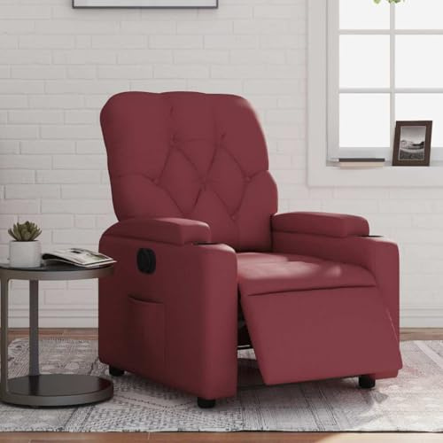 Vorpalize Poltrona relax elettrica in ecopelle, con motore elettrico, comoda poltrona per TV, con funzione reclinabile fino a 135 gradi e tasca laterale, per soggiorno e mobili da giardino