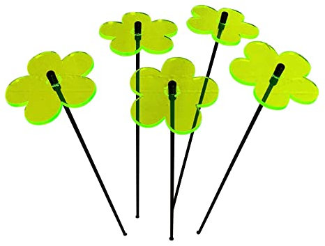 Sun Catcher Garden Decor Sonnenfänger Set aus 5 kleinen leuchtenden Blumen. Besondere Garten Dekoration für Garten, Balkon oder Terrasse, Farbe:grün