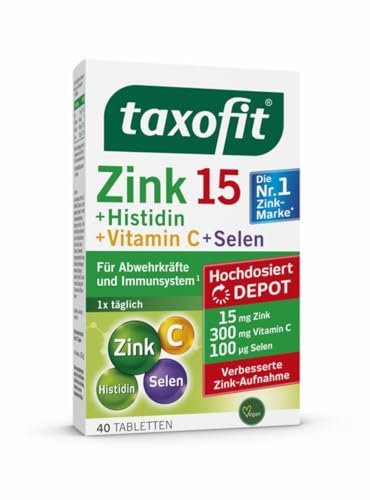 taxofit® Zink 15 + Histidin + Vitamin C, 40 Tabletten