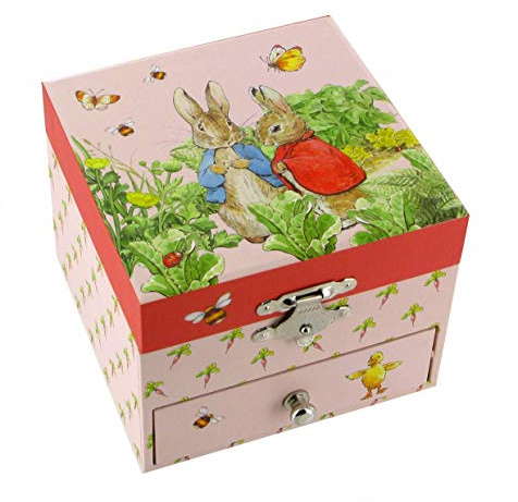 Lutèce Créations Spieluhr / Schmuckkästchen aus Holz mit Beatrix Potter Hasenstein und Feder-Musik-Mechanismus mit 18 Tönen (Art.-Nr. 20-861) Menuet (W. A. Mozart)