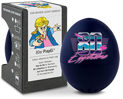 80er PiepEi - Singende Eieruhr zum Mitkochen - Eierkocher | Zusammen mit den Eiern kochen: Spielt für weich, mittel & hart eine Melodie - Lustiger & funktionaler Eggtimer - Musik Kochei