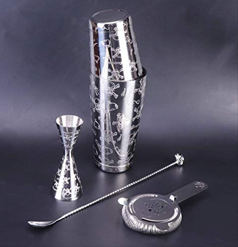 FTYYSWL Conjunto De Barra De Coctelera De Cóctel De Calavera Coctelera Ponderada De Cráneo Colador De Cóctel De Calavera Jigger De Calavera Cuchara De Calavera
