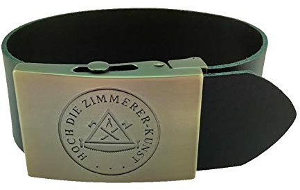 GravurManufakturBerlin Hosengürtel Zimmerer Zimmermann Handwerk Zunftzeichen Ledergürtel 4 cm breit Einheitslänge kürzbar