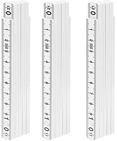 3 Stück Gliedermaßstab, 1 Meter Weiß Robuster Meterstab Zollstock mit 10 Gliedern, Lineare Messung für Holzbearbeitung Sarbeiten, Metrische Skala