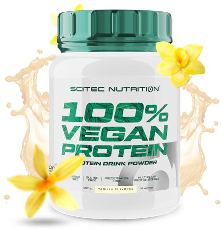 Scitec Nutrition 100% Vegan Protein – 5 Plant-Based Protein Sources – Fortified with Vitamin B12 – 33g Per Serving – Vegan, 1 kg, Vanilla
