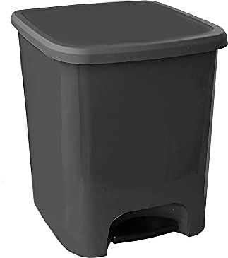 OFITURIA® Cubo de Basura con Pedal Contenedor para Residuos de Polietileno Multiusos Capacidad 25 litros Color Gris Antracita