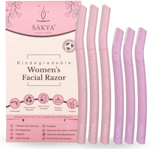 Sakya Biodegradable Women's Dermaplaning Tool - Dermaplane Facial Sensitive Skin Hair Removal Face Razor, Twinkle Blade for Eyebrows & Peach Fuzz - Sonic