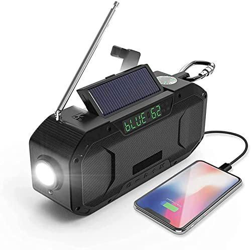 XIXIDIAN Hand Crank Emergency Weather Radio,IPX5 Waterproof NOAA AM FM Radio, 5000mAh Power Bank, Solar Radio Portable, Radio for Home Camping,SOS Alert,USB Cell Phone Charger