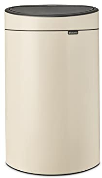 Brabantia - Touch Bin 40L - Großer Mülleimer für die Küche - Soft-Touch-Öffnung - Entnehmbarer Inneneimer - Rutschfest - Einfaches Recycling - Inklusive Müllbeutel - Soft Beige - 44 x 30 x 73 cm