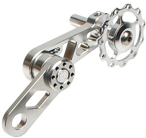 Tendeur de chaîne de bicyclette, TOTMOX alliage d'aluminium pour l'extérieur, tendeur de chaîne de bicyclette monovitesse, noir/rouge/argent léger accessoires de pièces détachées de bicyclette