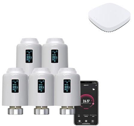 Qiumi Zigbee Smart Thermostatic Radiator Valve, Unterstützt Fernbedienung durch Smart Life App, Sprachsteuerung durch Alexa und Google Assistant (OLED Display)