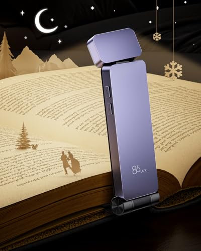 86lux Luz de Lectura Recargable Para Lectura en La Cama, Ultraligera, con 3 Colores ámbar y atenuador Continuo Para Lectura Nocturna, Para Amantes de Los Libros, Niños, Púrpura