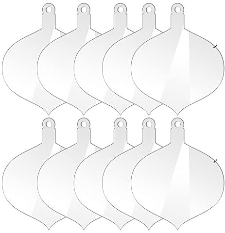 10 Stück Acryl Weihnachten Ornament Rohlinge mit Loch, 7,6 cm flache klare Ornamente zum Basteln, runde Acryl Schlüsselanhänger Rohlinge, Vinyl Acryl Scheibe Ornamente zum Aufhängen Basteln DIY (C)