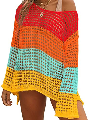 Bsubseach Frauen Badeanzug Cover Up Sexy Crochet Top für Strand Bademode Cover Ups Multicolor