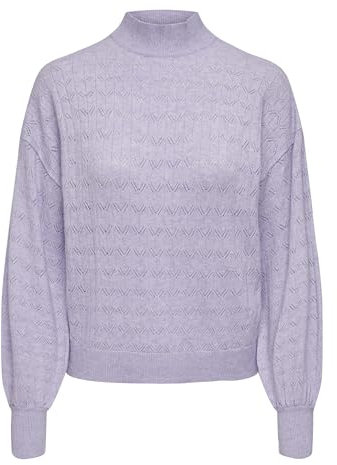 ONLY Damen Pullover Onlandria Ls Loose Highneck Cc KNT, Pastel Lilac/Detail:Melange, S