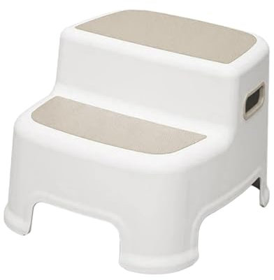 MagiDeal Doppelter Tritthocker für Kleinkinder, Stabiler, multifunktionaler, breiter Tritthocker mit Zwei Stufen für Kinder, Toilettenhocker für Schlafzimmer, Grau