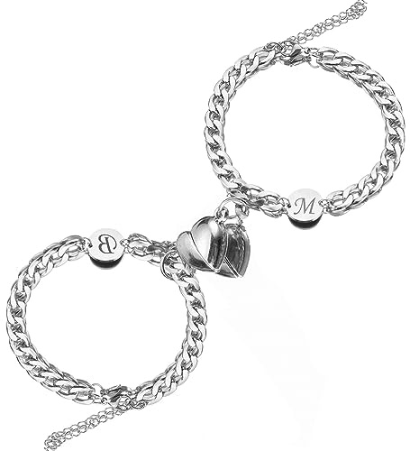 lorajewel Bracciali Coppia Personalizzato Bracciale Magnete con Foto Proiezione Acciaio inossidabile Regali per San Valentino Coppie e Coppie Sposate (Style 1)
