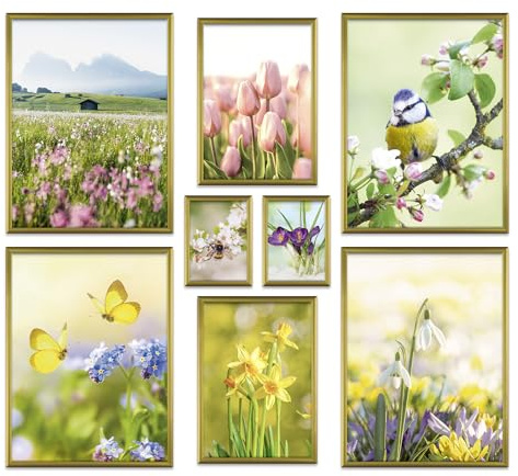 ARTFAVES® Set di poster - Risveglio primaverile - decorazione da parete in più parti Soggiorno e camera da letto - 8 quadri da parete moderni immagini di decorazioni - senza cornice