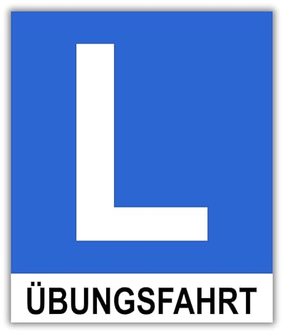 L Tafel magnetisch | zur Außenanbringung | L Taferl Übungsfahrt | bei getönten Heckscheiben | Cabrios, Pick-ups, Lieferwägen