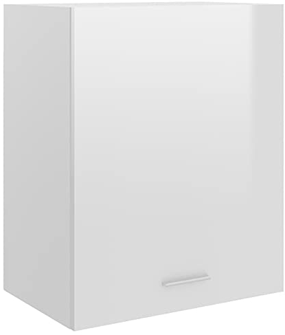Gecheer Küchenschrank Aufbewahrungsschrank Schrank Mit 2 Regalböden,Hängeschrank Küche Schrank Einbauküche Küchenzeile Küchenmöbel Oberschrank 50 x 31 x 60 cm (B x T x H) Holzwerkstoff Hochglanz-Weiß