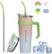 40oz Mug Isotherme, Euakee 1182ml Sans BPA Tasse à Café Acier Inoxydable, Thermos Café avec Paille et Poignée, Double Isolée Tasse Isotherme, Travel Mug Tumbler, Tasse Cafe Voyage (Dégradé de Couleur)
