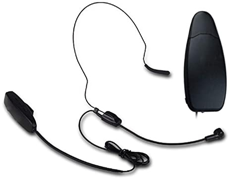 Sistema de micrófono inalámbrico, micrófono de Diadema con micrófonos para Auriculares, Mini Receptor y Adaptador de teléfono, Ideal para predicar y Hablar en público