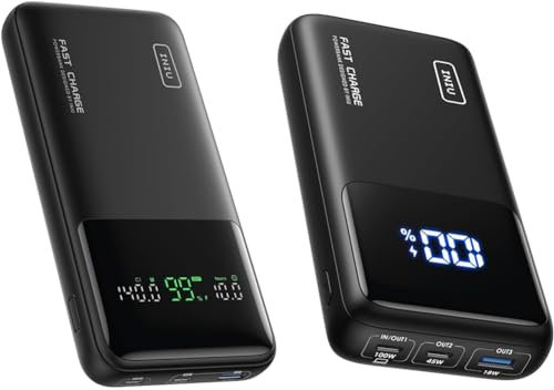 INIU Batterie Externe, 140W Power Bank 27000mAh, Batterie Portable USB C Input & Out & Batterie Externe, 25000mAh 100W Power Bank Charge Rapide, Batterie Externe USB C in & Out pour MacBook Pro Steam