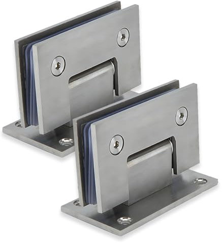 2 Pièces 9 x 5 x 5.4 cm Charnières de Porte en Verre à 90 Degrés en Acier Inoxydable, Pince de Porte de Salle de Bain Lourde de 8 à 12 mm Support de Pince de Porte en Verre de Douche
