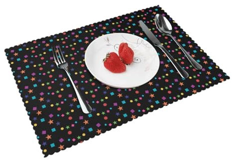 Konfetti und Sterne,Tischsets, 4er Set, waschbar, Platzsets für Esstisch, hitzebeständig, Tablettmatten, 30x45 cm