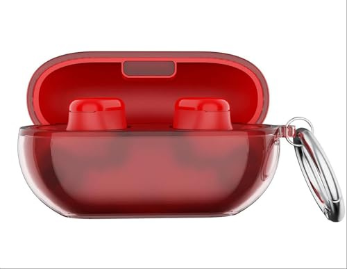 GIOPUEY Clear Hülle Kompatibel mit Beats Solo Buds, TPU Stoßfeste Schutzhülle, Ultradünn, Kein Geruch, Hülle Silikon- transparent red