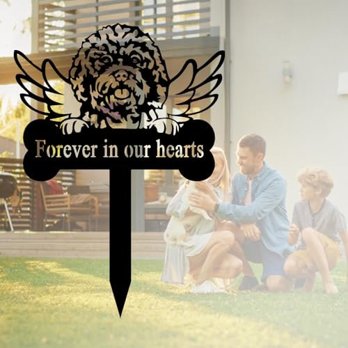 RoPox Grabstecker für Haustier,Grabschmuck Hund oder Katze,Design Edelstahl Grabstecker Katzenfigur,personalisiert mit Wunschtext Haustier, Trauer, wetterfester Gedenkpfahl als Grabschmuck