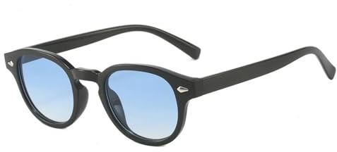 TYUVIVO Rétro Ovale Hommes Rivets Lunettes De Soleil Mode Clair Océan Dégradé Objectif Lunettes UV400 Femmes Tendance Jaune Bleu Lunettes De Soleil, Noir Bleu Dégradé, Taille Unique