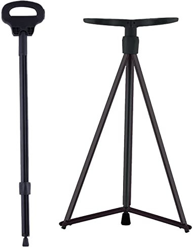 Gehstock mit Sitz, Klappstuhl, Gehstock mit Sitz, tragbar, einziehbar, leicht, für ältere Menschen, Outdoor-Reisen