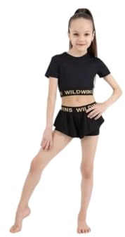 WILDWINS Gymnastik-Sportshorts für Mädchen (DE/NL/SE/PL, Numerisch, 146, Regular, Black)